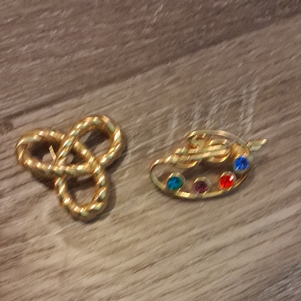 Gold Tone Multicolor Stone Brooch - Women Jewelry
